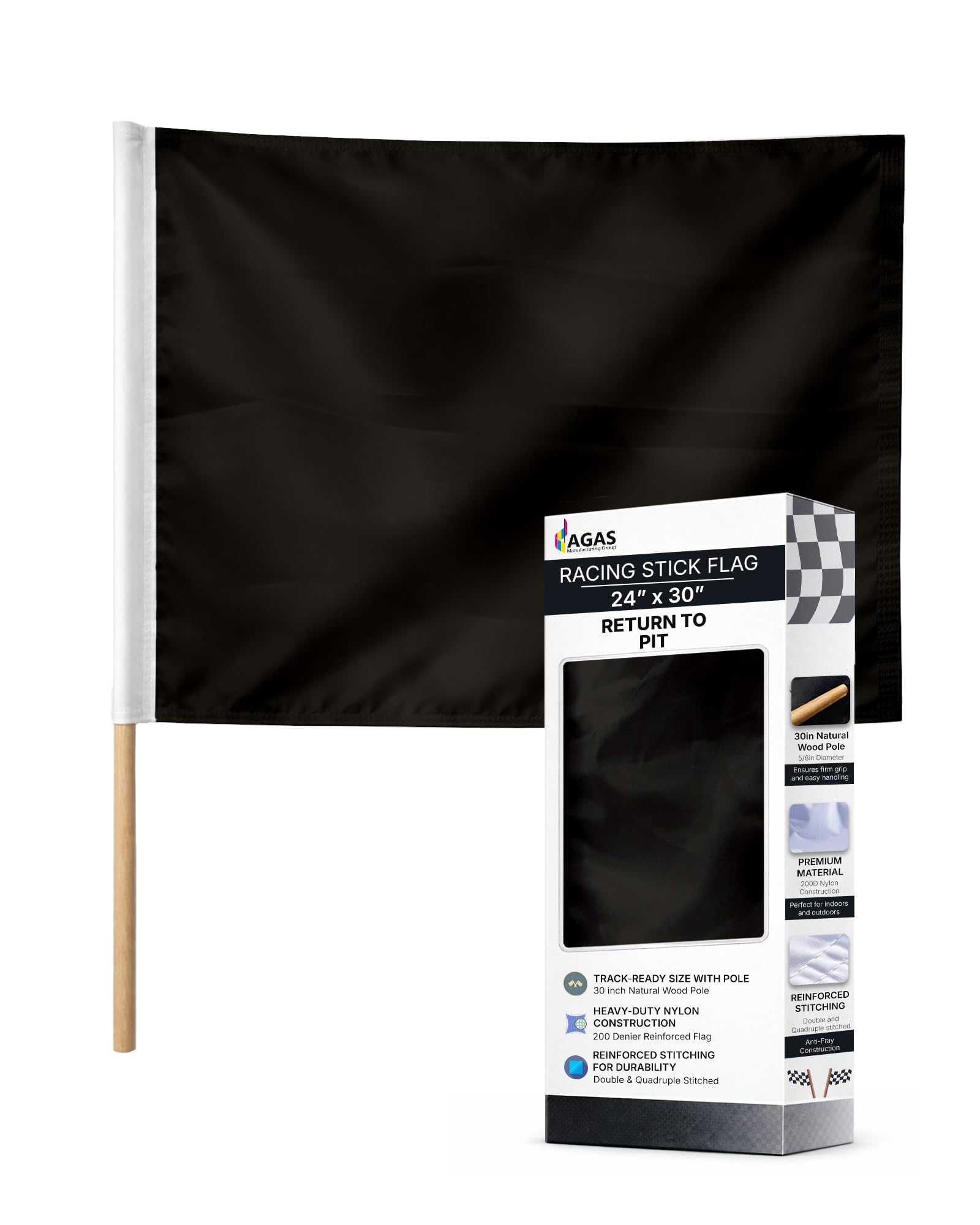 Amazon.com : AGAS Mfg Auto Racing Flag -Return to Pit Flag (Black